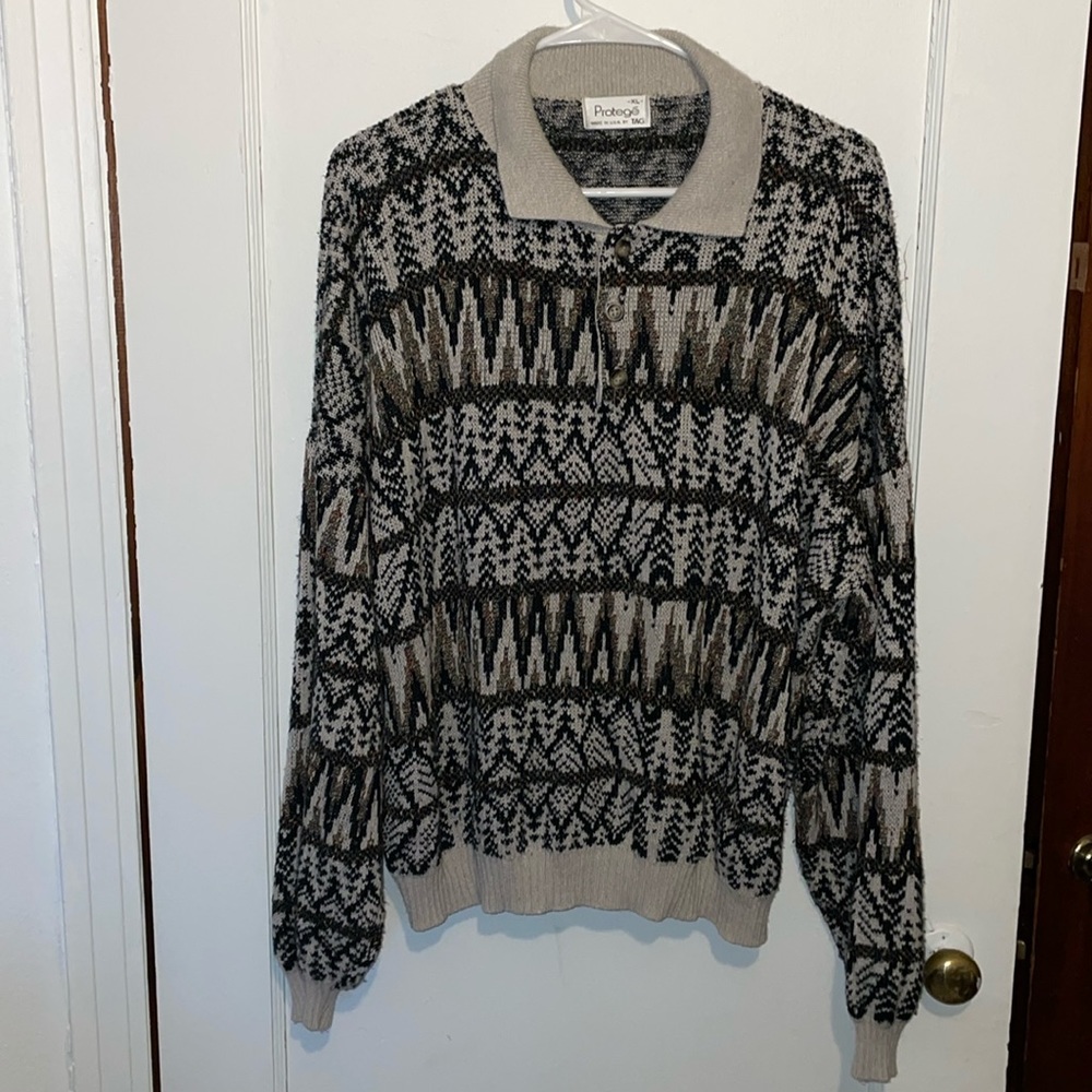Protege By Tag vintage quarter button collared knit USA collared sweater